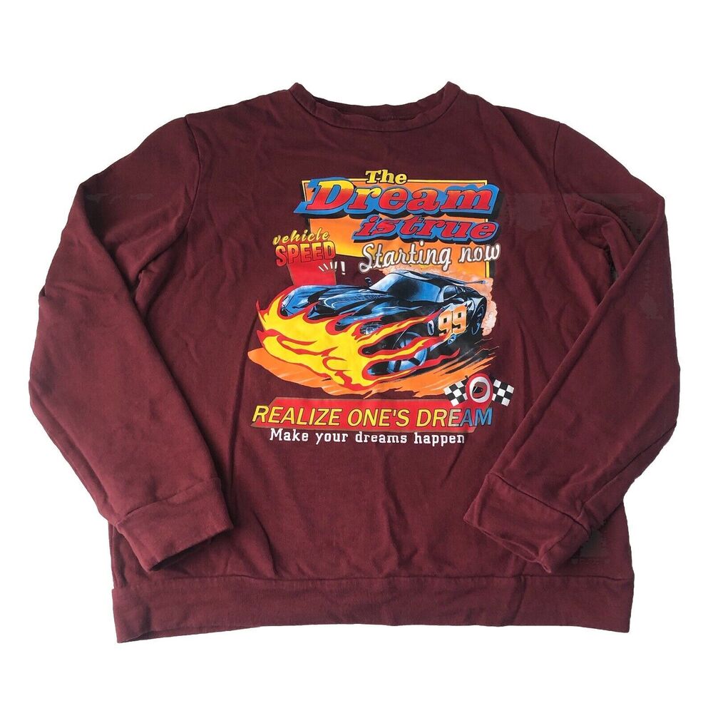 Shein Mens Crewneck Sweatshirt Maroon The Dream Is True Size Medium